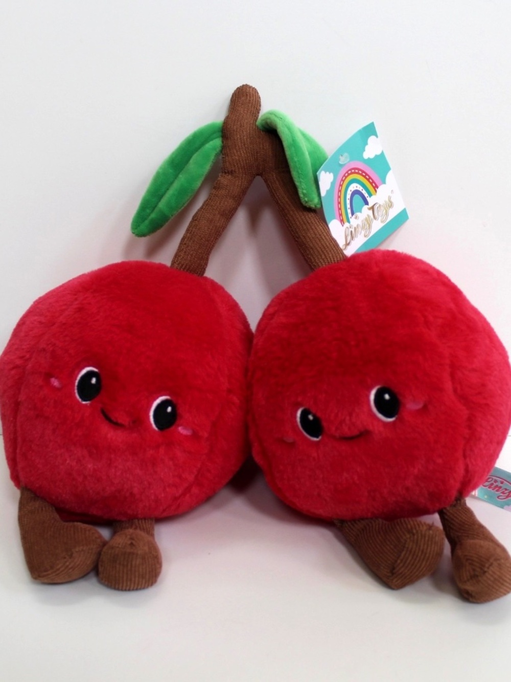 Linzy Toys Red Cherries Cherry Fruit Plush Stuffed Toy Lovey 6" NEW